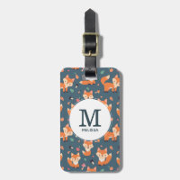 Niedliches Orange Fox Tiermuster Monogramm
