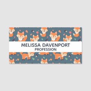 Niedliches Orange Fox Tiermuster Namensschild