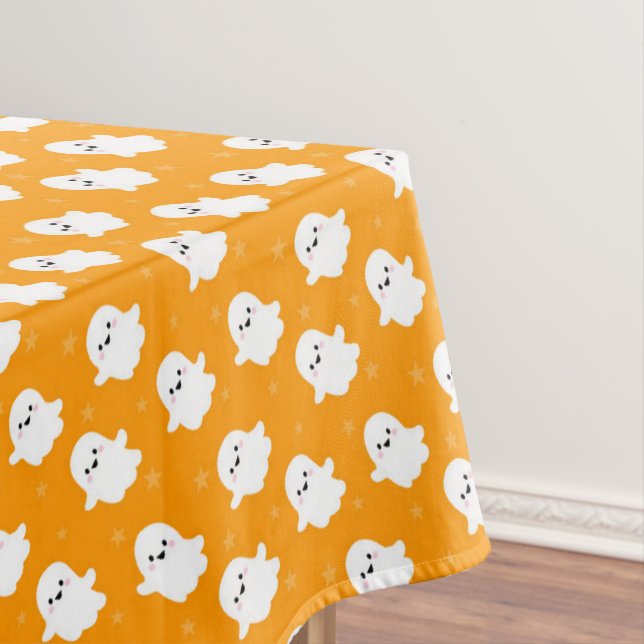 Niedliches Orange-Ghost-Muster - Halloween-Design Tischdecke (Beispiel)