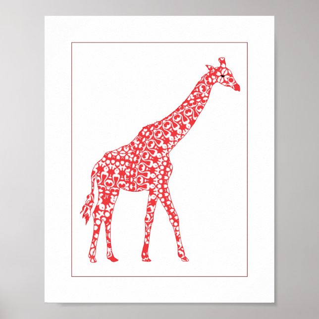 Niedliches Orange Giraffe Baby Kinderzimmer Jugend Poster (Vorne)