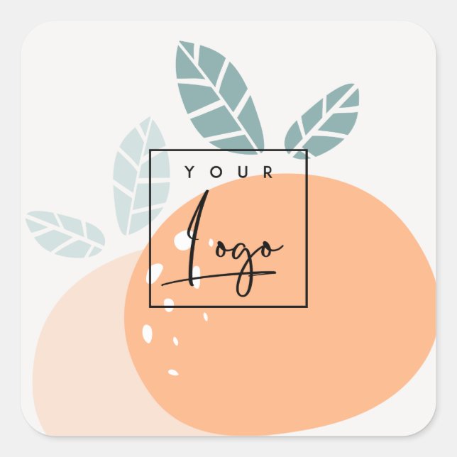 Niedliches Orange Green Abstrakt Bold Fruchtzitrus Quadratischer Aufkleber (Vorderseite)