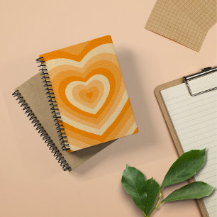 Niedliches Orange Heart Shaped Spiral Notebook Notizbuch