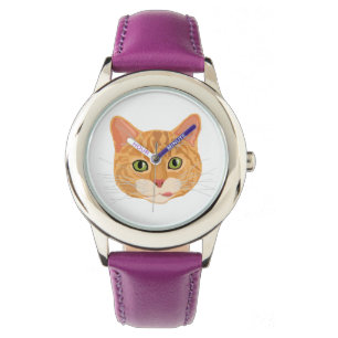 Niedliches orange Katzen-Gesicht Armbanduhr