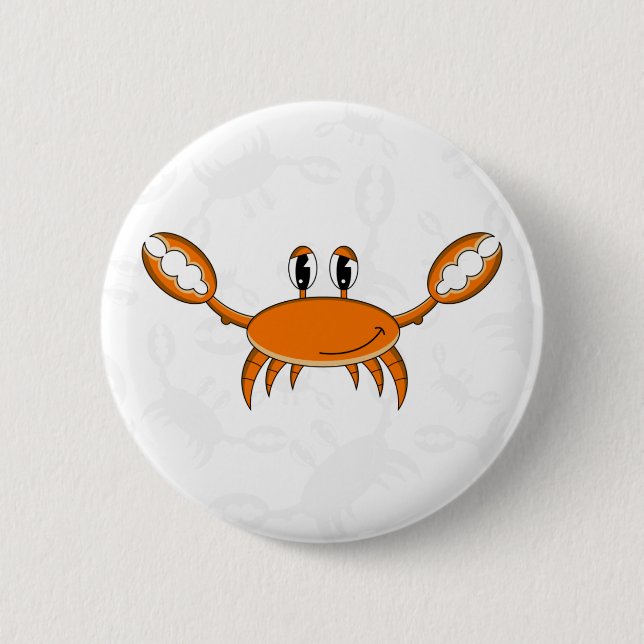 Niedliches orange Krabben-Knopf-Abzeichen Button (Vorderseite)