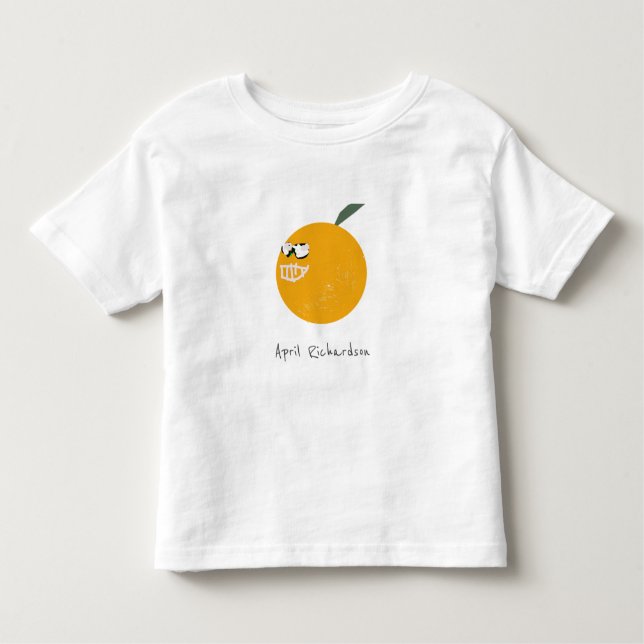 Niedliches Orange mit Sonnenbrille Fruchtkids hand Kleinkind T-shirt (Vorderseite)