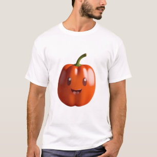 Niedliches Orange Paprika Frucht mit Gesichtsausdr T-Shirt