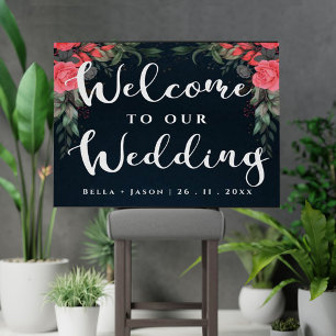 Niedliches Orange Peach Floral Herzlich willkommen Poster