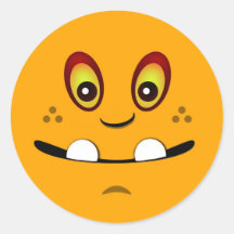 Niedliches Orangefarbenes Monstergesicht mit einem