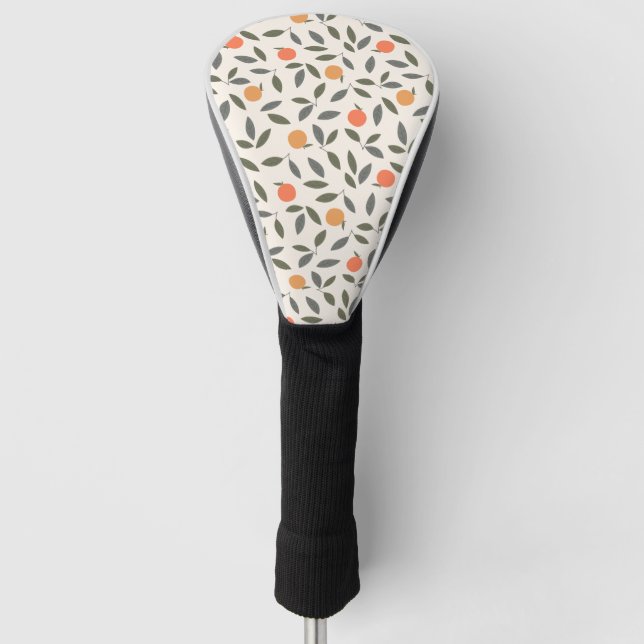 Niedliches Orangen- und Blätter-Muster Golf Headcover (Vorderseite)