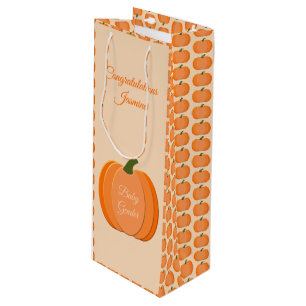 Niedliches Orangengeschlecht - Neutrale Pumpkin-in Geschenktüte Für Weinflaschen