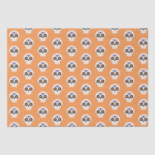 Niedliches OrangenHalloween-Zuckerschädel Seidenpapier