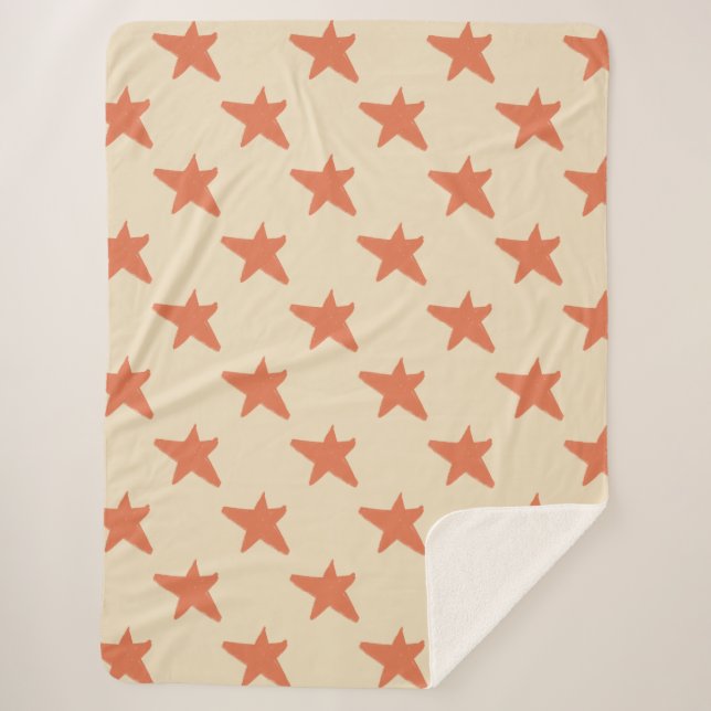 Niedliches Orangensternmuster Sherpadecke (Vorderseite)