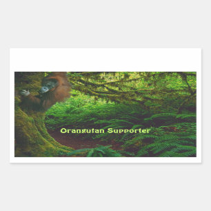 Niedliches Orangutan-Spiel im Dschungelaufkleber Rechteckiger Aufkleber
