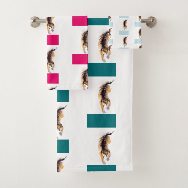 Niedliches Original Zeichnend Tiger Chinesisch Neu Badhandtuch Set (Insitu)