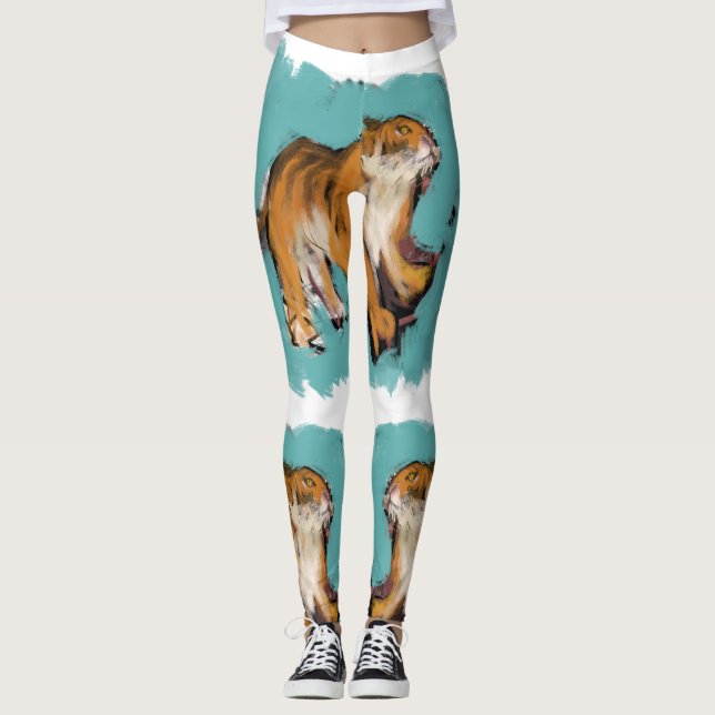 Niedliches Original Zeichnend Tiger Chinesisch Neu Leggings (Vorderseite)