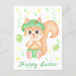 Niedliches Ostereichhörnchen für eine positive Sti Postkarte