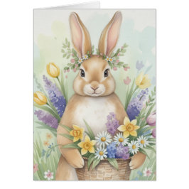 Niedliches Osterhasen-Blumenkarte