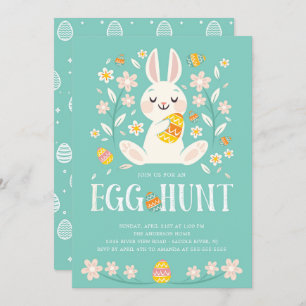 Niedliches Osterhasen-Osterei-Jagd-Party Einladung