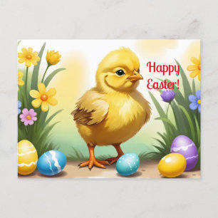 Niedliches Osterhühnchen 1, Ostern Postkarte