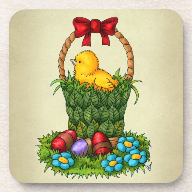 Niedliches Osterhühnchen Getränkeuntersetzer (Vorderseite)