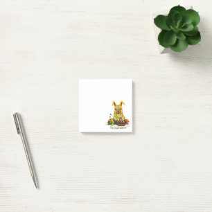 Niedliches Osterkaninchen mit Eiern und Blume Post-it Klebezettel