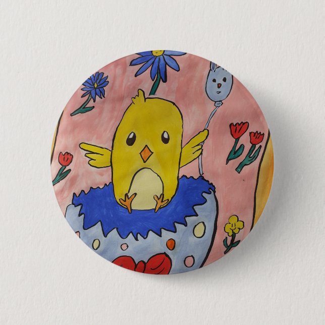 Niedliches Osterkiche-Abzeichen Button (Vorderseite)