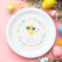 Niedliches Osterkichel mit Blume auf weißem Hinter