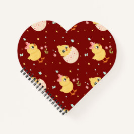 Niedliches Osterküken mit rosa Schleife nahtloses  Notizbuch