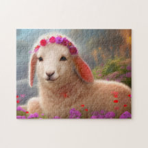 Niedliches Osterlamm mit Blume -