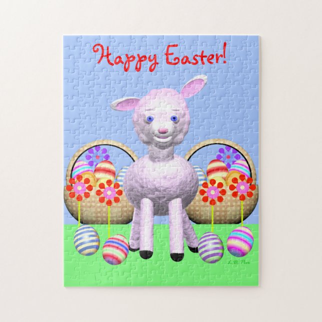 Niedliches Osterlamm und Eier Puzzle (Vertikal)