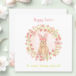 Niedliches Ostern Girl Bunny Floral Ostern Karte