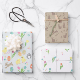 Niedliches Ostersonnenkaninchen Geschenkpapier Set