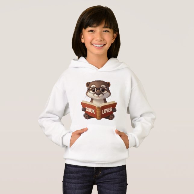 Niedliches Otter Book Lover Hoodie (Vorne ganz)