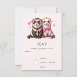 Niedliches Otter Couple in Liebe Hochzeit RSVP Karte