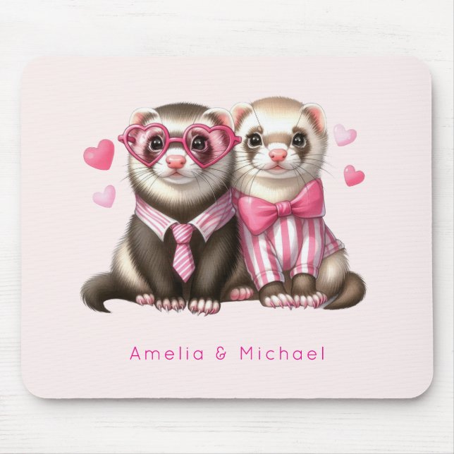 Niedliches Otter Couple in Liebe Mousepad (Vorne)