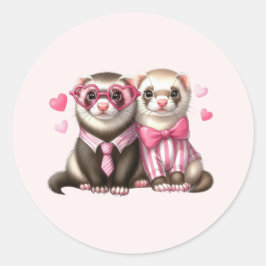 Niedliches Otter Couple in Liebe Runder Aufkleber