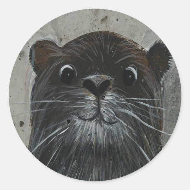 Niedliches Otter-Gesicht Runder Aufkleber (Vorderseite)