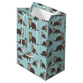 Niedliches Otter-Illustrationsmuster Mittlere Geschenktüte
