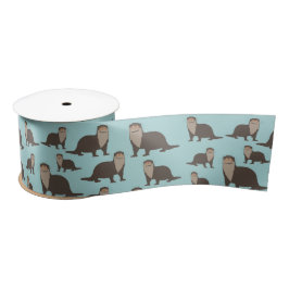Niedliches Otter-Illustrationsmuster Satinband