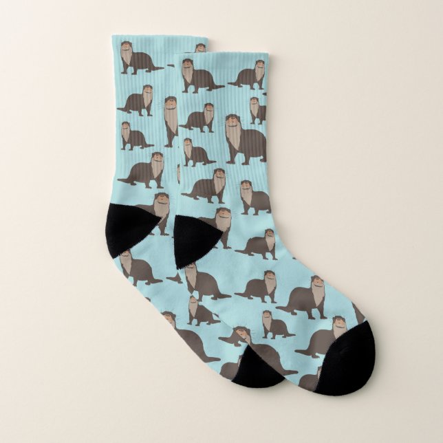 Niedliches Otter-Illustrationsmuster Socken (Paar)
