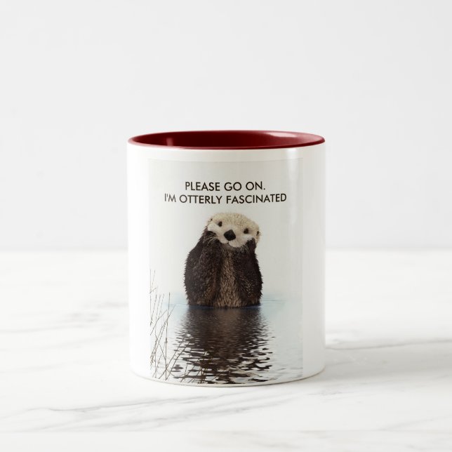 Niedliches Otter mit Funny Puff Zweifarbige Tasse (Mittel)