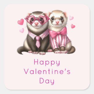 Niedliches Otter Paar in der Liebe Glücklicher Val Quadratischer Aufkleber