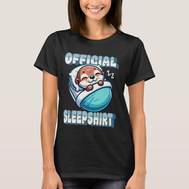 Niedliches Otter Schlafkissen Offizieller Schlaf S T-Shirt (Vorderseite)