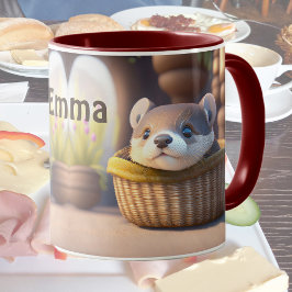 Niedliches Otterbaby in einem Korb - personalisier Tasse