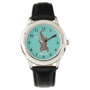 Niedliches Ottertauchen auf aquamariner Cartoon-Ab Armbanduhr