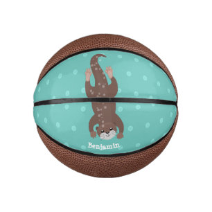 Niedliches Ottertauchen auf aquamariner Cartoon-Ab Mini Basketball