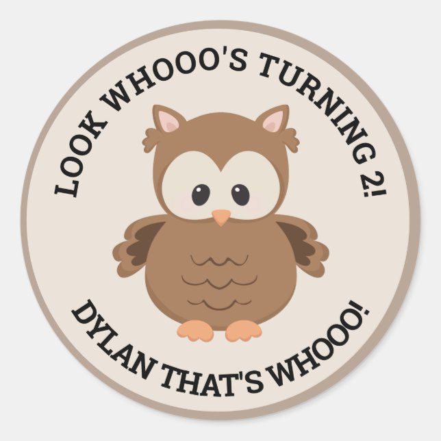 Niedliches Owl 2. Geburtstag Umschlag Aufkleber (Vorderseite)