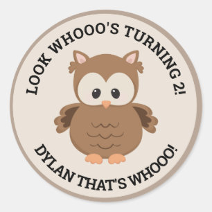 Niedliches Owl 2. Geburtstag Umschlag Aufkleber