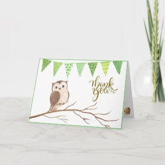 Niedliches Owl auf einem Zweig Vielen Dank Anmerku Dankeskarte
