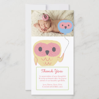 Niedliches Owl Baby Girl Danke Fotovorlage